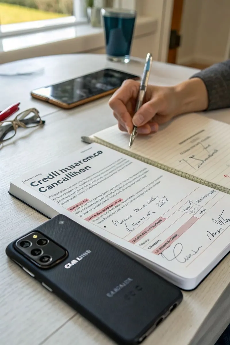 Formulaire de résiliation d’assurance crédit rempli à la main