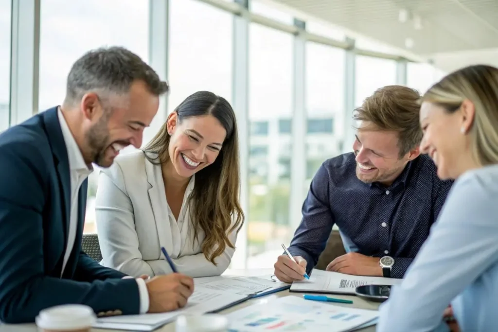 Équipe experte du site Assurance Multi-Risque réunie pour apporter des conseils en assurance